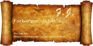 Forberger Jolán névjegykártya